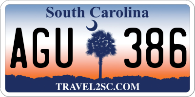 SC license plate AGU386