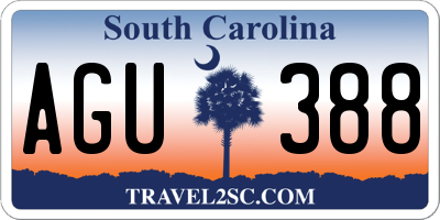 SC license plate AGU388
