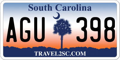 SC license plate AGU398