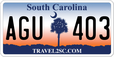 SC license plate AGU403