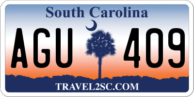 SC license plate AGU409