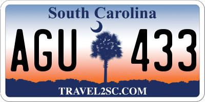 SC license plate AGU433