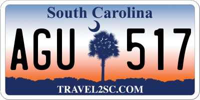 SC license plate AGU517