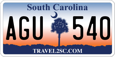 SC license plate AGU540