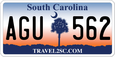 SC license plate AGU562