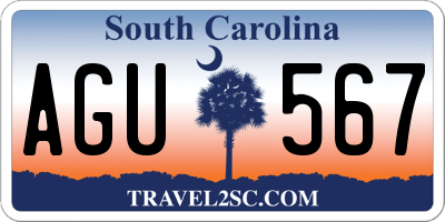 SC license plate AGU567