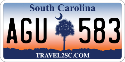 SC license plate AGU583