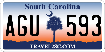 SC license plate AGU593