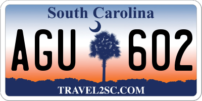 SC license plate AGU602