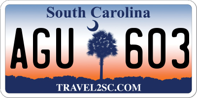 SC license plate AGU603