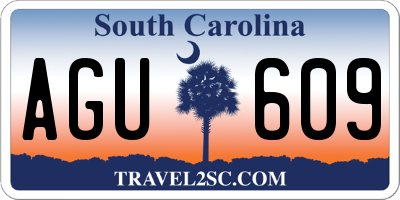 SC license plate AGU609