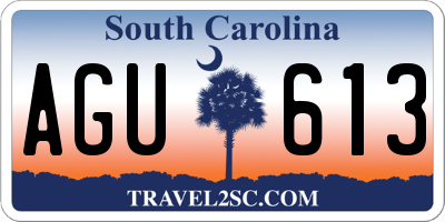 SC license plate AGU613