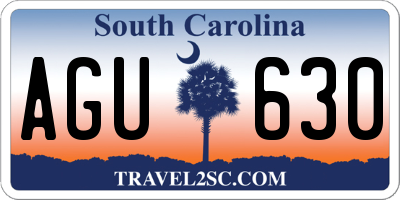 SC license plate AGU630