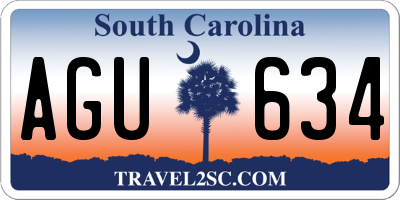 SC license plate AGU634