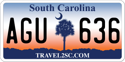 SC license plate AGU636