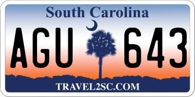 SC license plate AGU643