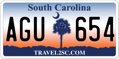 SC license plate AGU654