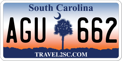 SC license plate AGU662