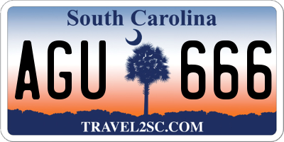 SC license plate AGU666