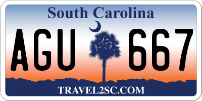 SC license plate AGU667