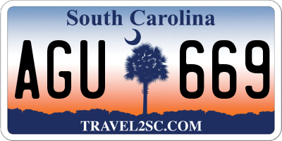 SC license plate AGU669