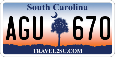 SC license plate AGU670