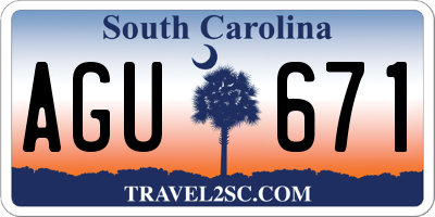 SC license plate AGU671