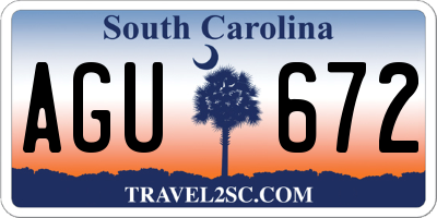 SC license plate AGU672