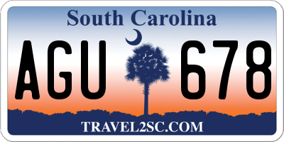 SC license plate AGU678