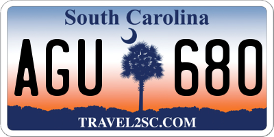 SC license plate AGU680