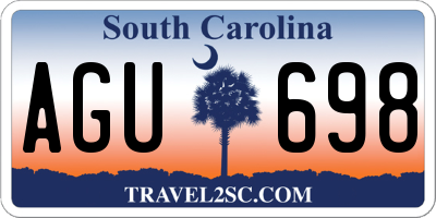 SC license plate AGU698