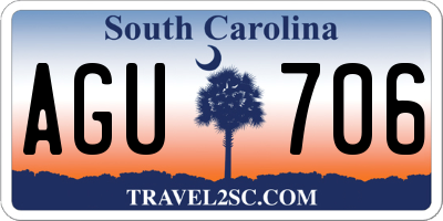 SC license plate AGU706
