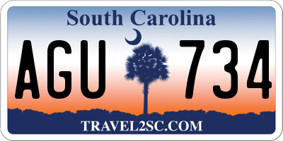 SC license plate AGU734