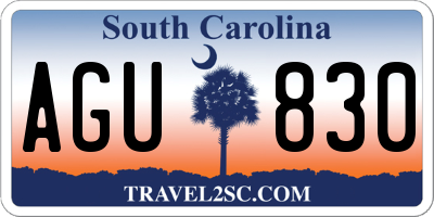 SC license plate AGU830