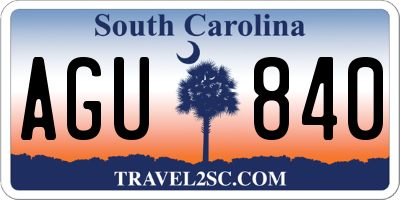 SC license plate AGU840