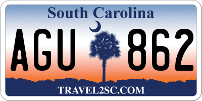 SC license plate AGU862