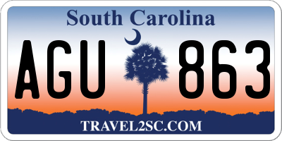 SC license plate AGU863