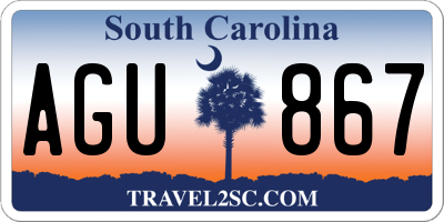 SC license plate AGU867