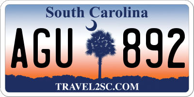 SC license plate AGU892