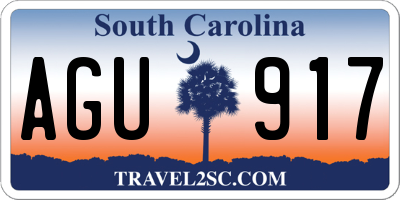 SC license plate AGU917