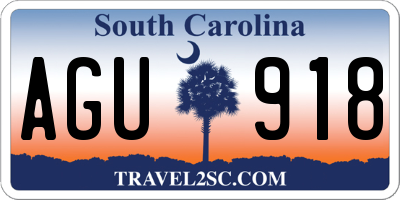 SC license plate AGU918