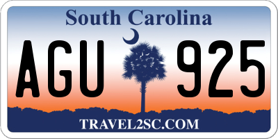 SC license plate AGU925
