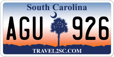SC license plate AGU926