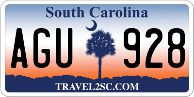 SC license plate AGU928