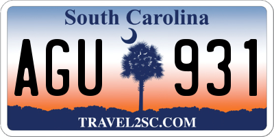 SC license plate AGU931