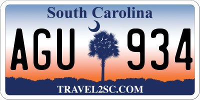 SC license plate AGU934