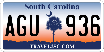 SC license plate AGU936