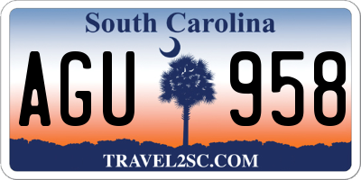 SC license plate AGU958