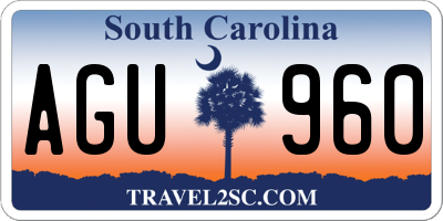 SC license plate AGU960