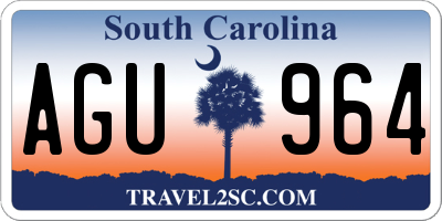 SC license plate AGU964
